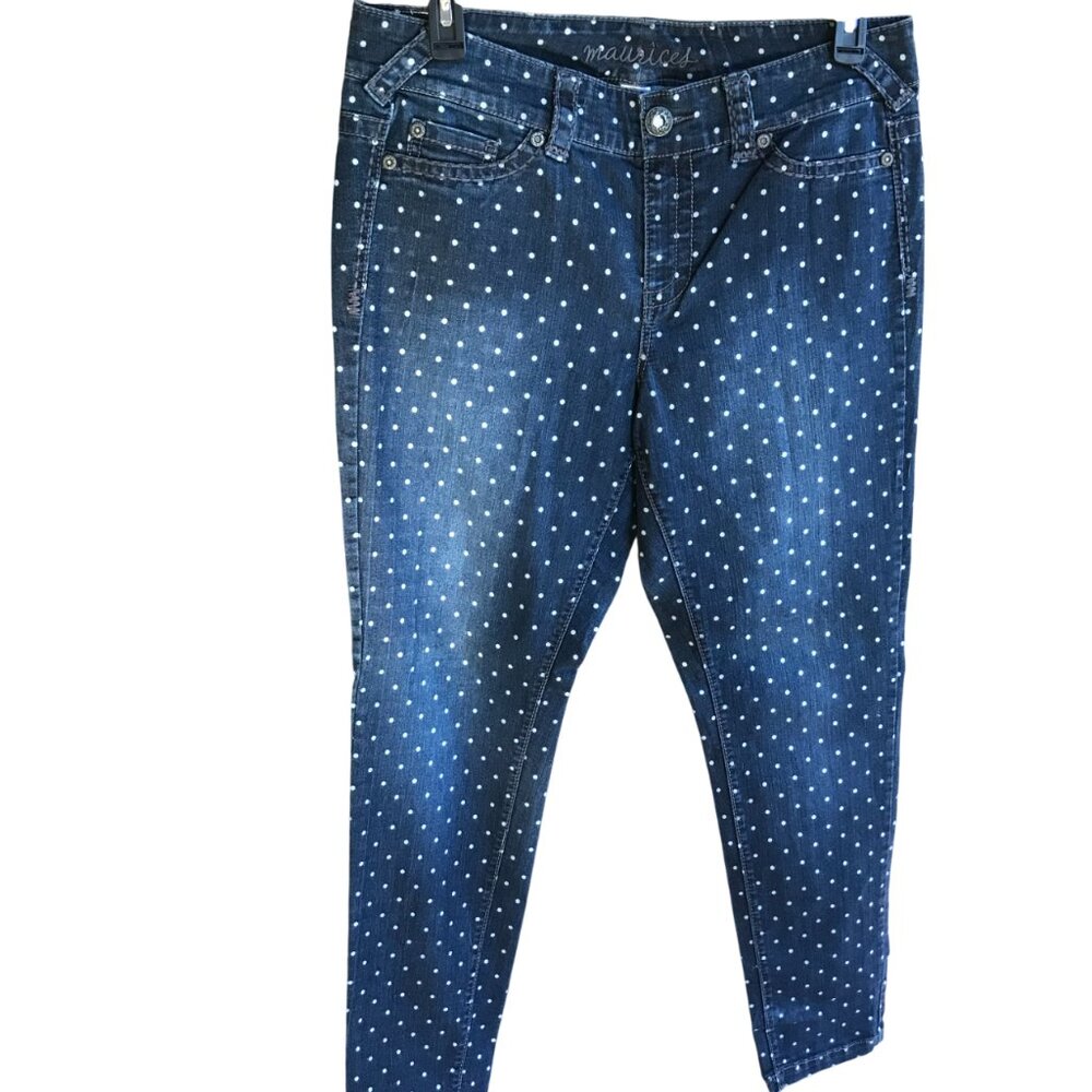 Maurices High Rise SkinnyJeans, Stretchy Polka Dot Print Size 14